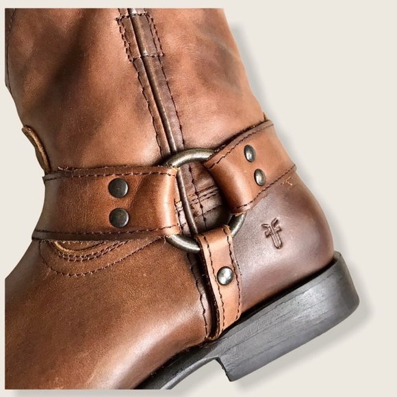 Frye Wyatt Harness Cognac Leather Cowboy ShortBoot